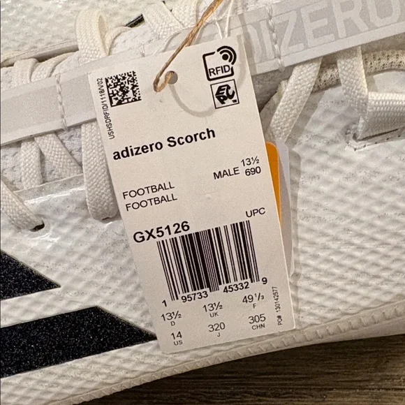 NEW [Adidas] Adizero Scorch Lightweight Football Cleats Black/White Men’s US 14 - Picture 13 of 13